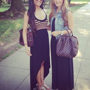 Cross back maxi high low dress